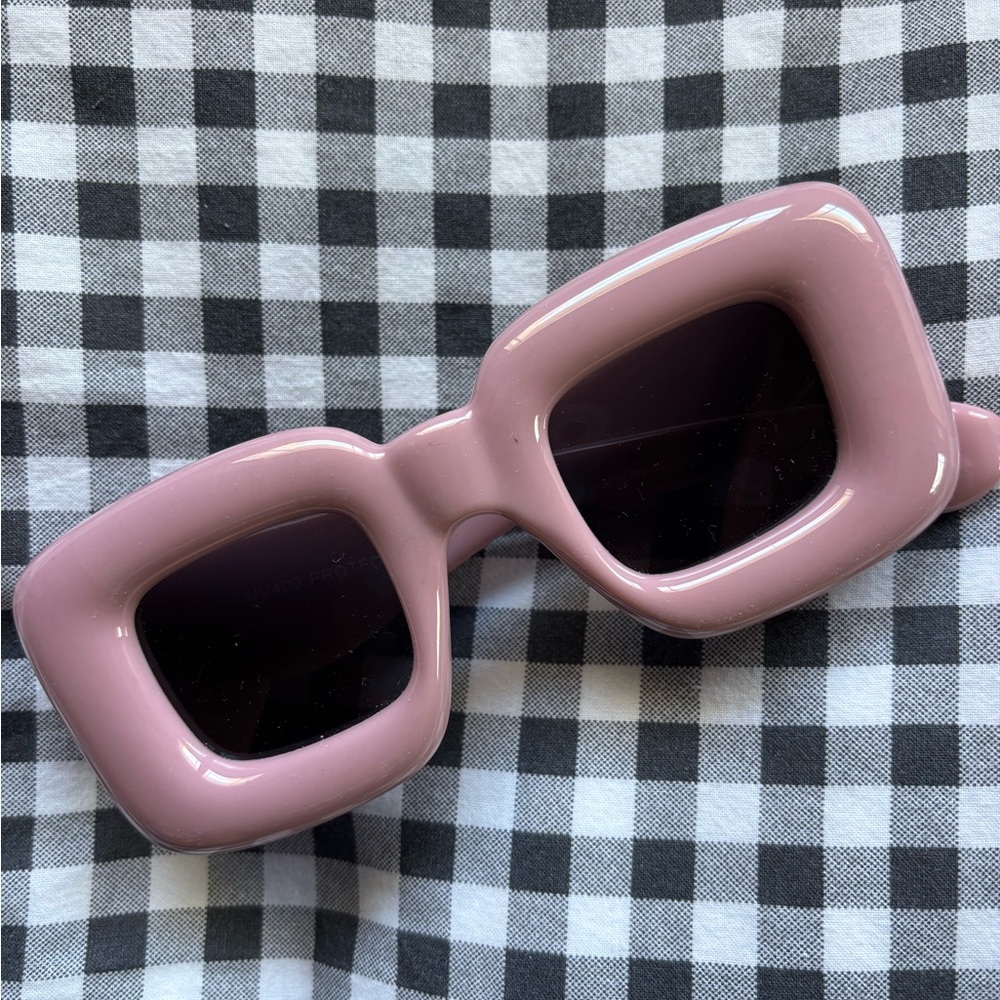 Puffy Dusty Pink Square Sunglasses